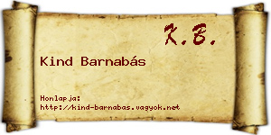 Kind Barnabás névjegykártya